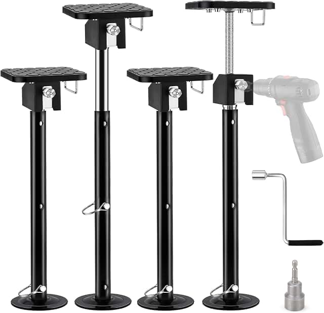 kohree 4 pack rv slide out support jacks with a flat top support block total up to 20 000lb adjust from 20 -49  heavy duty stabilizer jacks for camper trailer 5th wheel and class a rv
