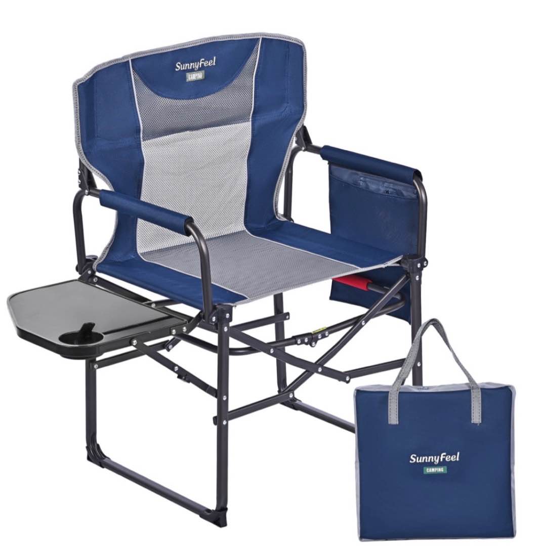 sunnyfeel camping directors chair heavy duty oversized portable folding chair with side table pocket for beach fishing trip picnic lawn concert outdoor foldable camp chairs
