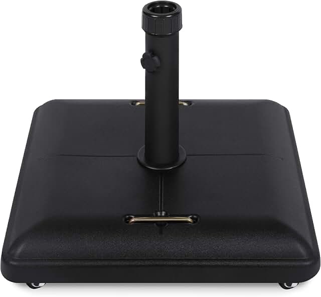 best choice products 81lb. heavy duty square concrete rolling patio umbrella base stand w/ locking wheels