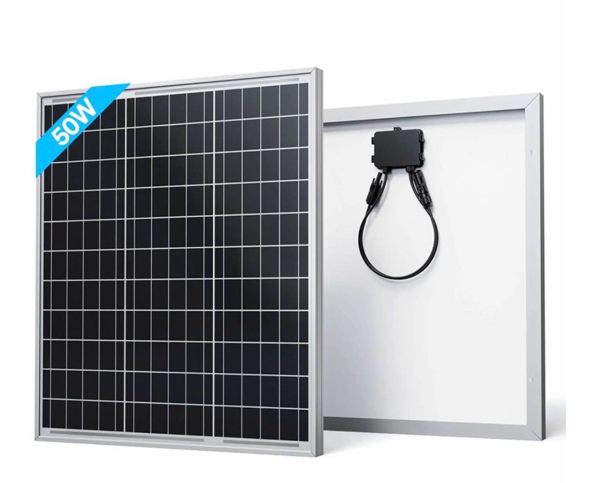 renogy 50 watt solar panel 12 volt  small solar panels for power station generator  rv  suv  truck  camping  home  off grid