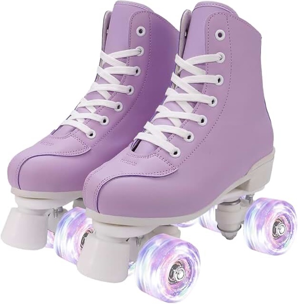 jessie women's & men's zebra printed high-top roller-skates, four-wheel shiny roller-skates for adult youth outdoor, with shoes bag size 5.5