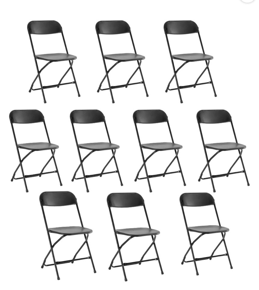 concetta plastic folding chair set of 10, 330lb load capacity lightweight for indoor/outdoor, black