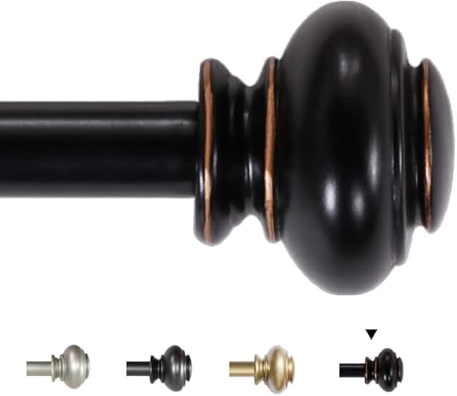h.versailtex black curtain rods for windows 66 -120   3/4  curtain rod sets for sliding glass door  black with antique bronze