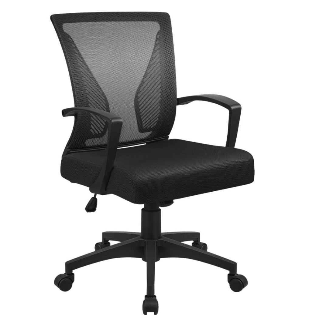 furmax office chair mid back swivel lumbar support desk chair height adjustable computer ergonomic mesh chair with armrest black