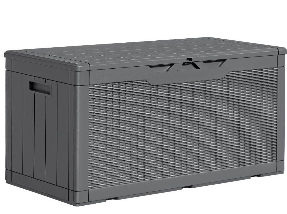 homall 100 gallon outdoor box deck plastic resin storage box, gray