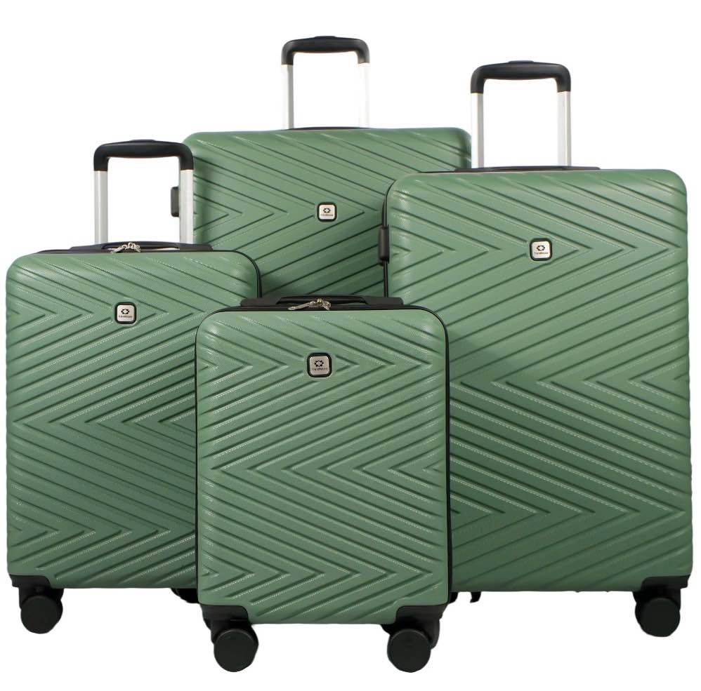 travelhouse 4 piece hardshell luggage set hardside lightweight suitcase with tsa lock spinner wheels.(dark green)