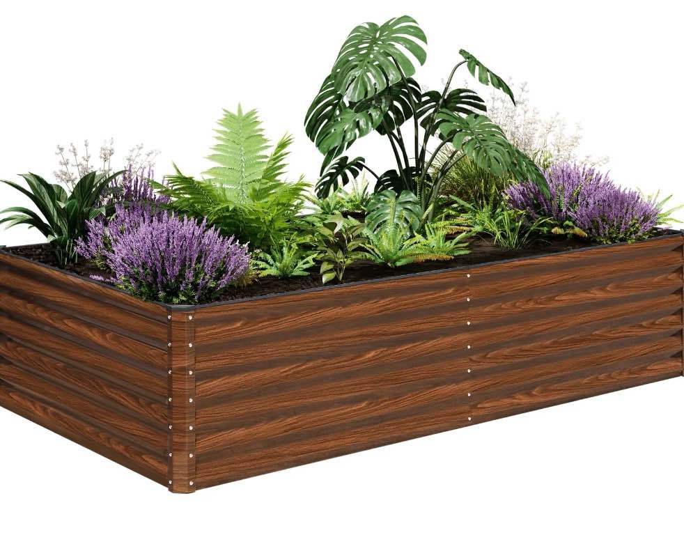 snugniture 8x4x2 ft galvanized raised garden bed, deep root metal planter box for vegetables, flowers