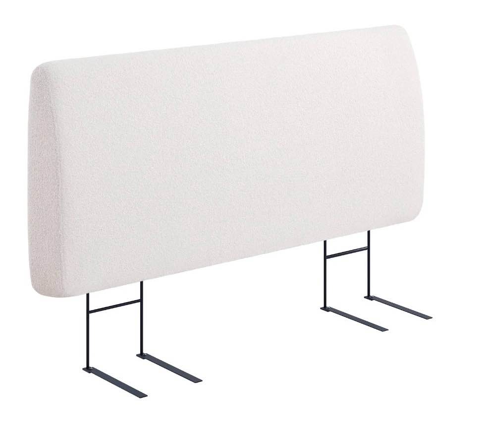 pinmoco 4.7" upholstered foam headboard queen bed, height adjustable and ergonomic head board, teddy velvet white