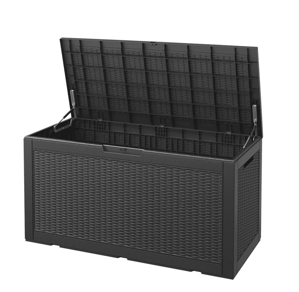 Bifanuo 100 Gallon Deck Box Lockable Resin Outdoor Storage Box Waterproof Outdoor Container for Patio Furniture Cushions Pillow
