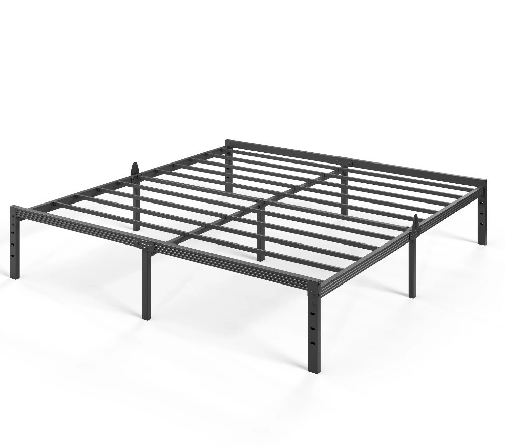 auroral zone 14 inch king metal platform bed frame, heavy duty mattress foundation, no box spring required