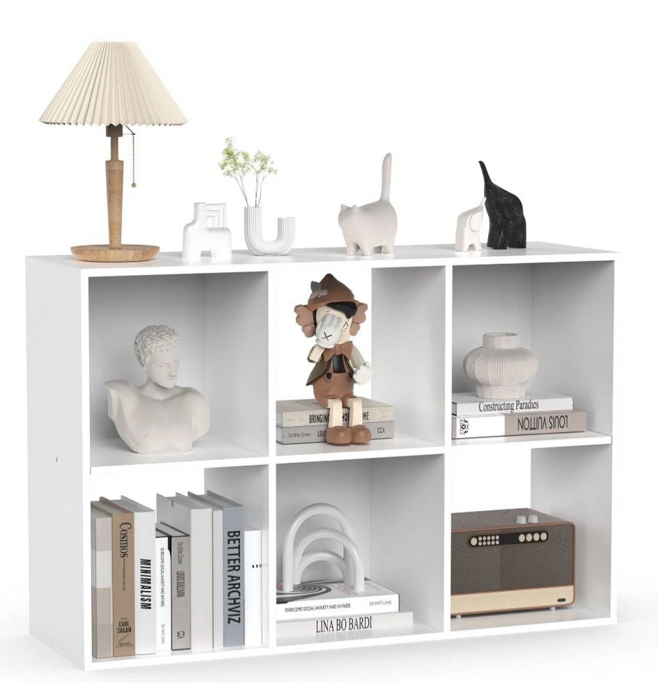 zunmos 6 cube storage organizer,open cube storage bookcase with 3 removable back panels,for living room, bedroom, entrance hall &office, 36" l×11.6" w×24"h, white