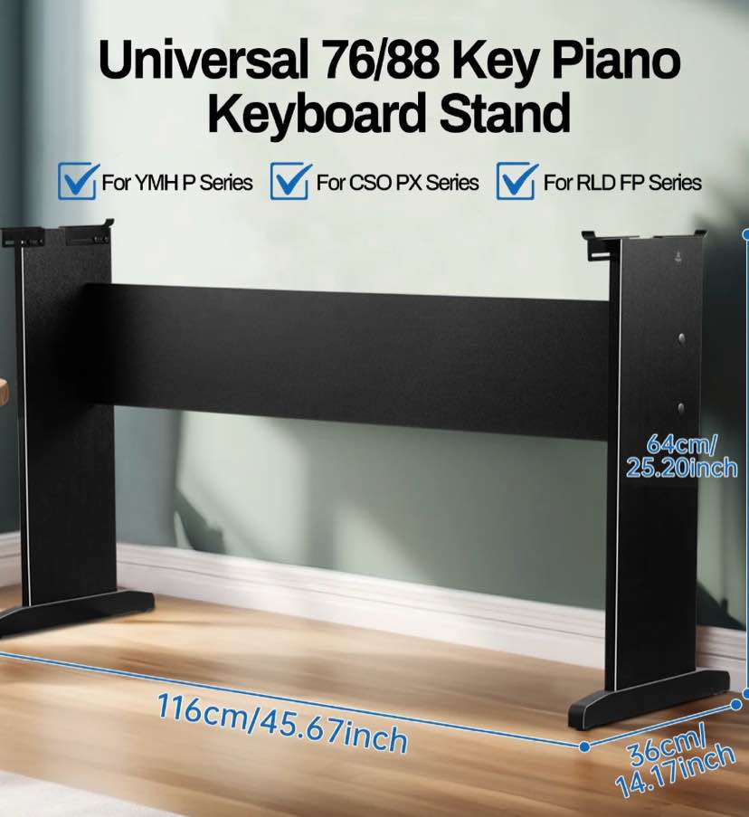 Condition photo showing Good Condition for aodsk digital piano stand adjustable width wooden furniture stand universal 76 / 88 key pianos base- black