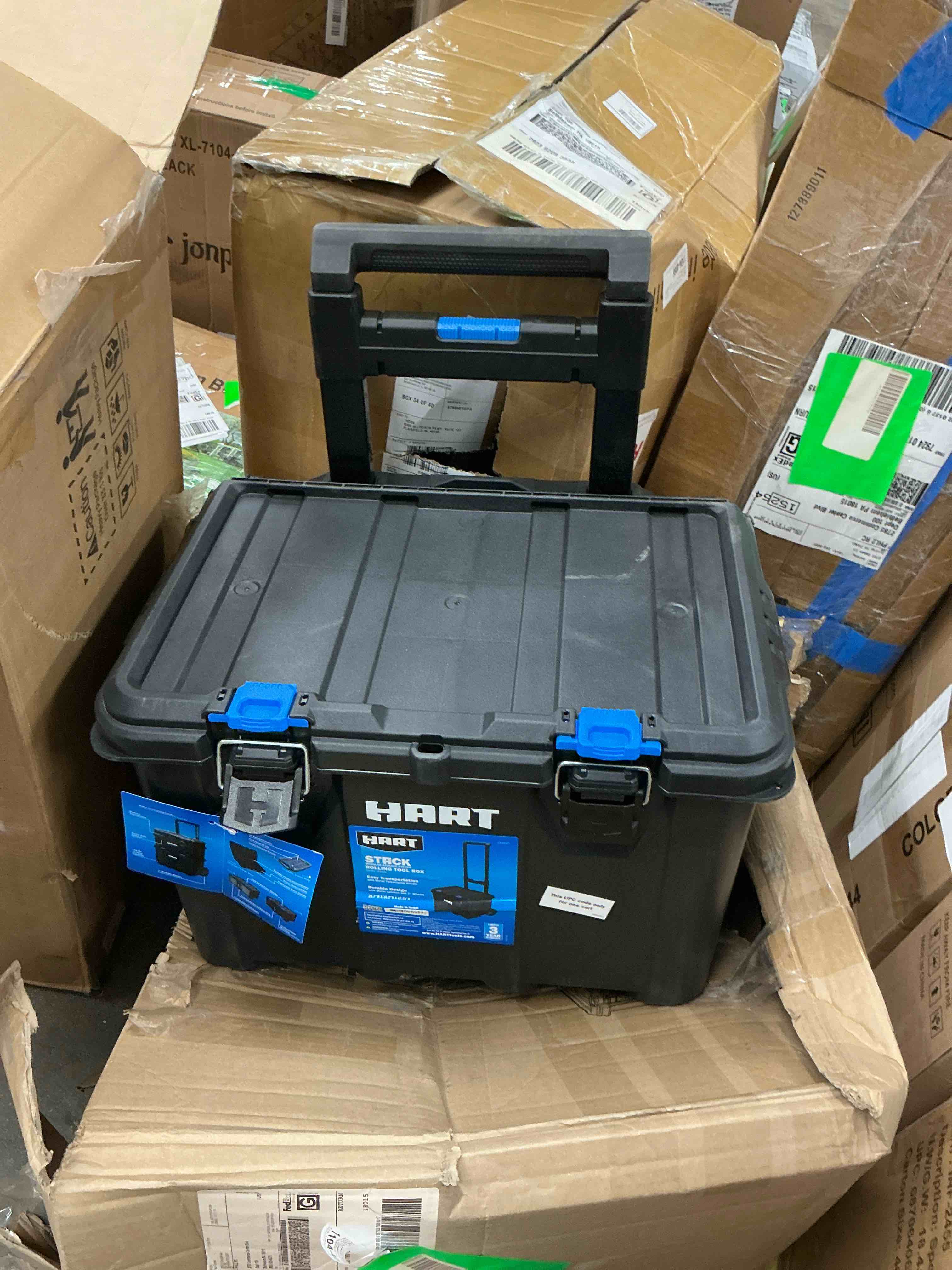 Condition photo showing Good Condition for hart stack cart  mobile tool box for hardware storage  fits 7 different components of modular storage system and suits hart power tools