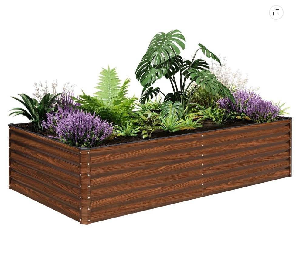 snugniture 8x4x2 ft galvanized raised garden bed, deep root metal planter box for vegetables, flowers