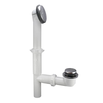 dearborn 1-1/2-in polished chrome touch-toe white/polished chrome toe-touch drain with polypropylene pipe included