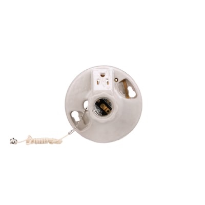 eaton 660 -watt porcelain pull chain ceiling socket , white