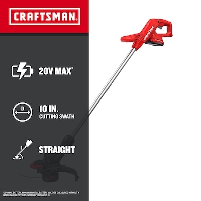 craftsman v20 20-volt max 10-in straight shaft battery string trimmer edger conversion capable-tool only