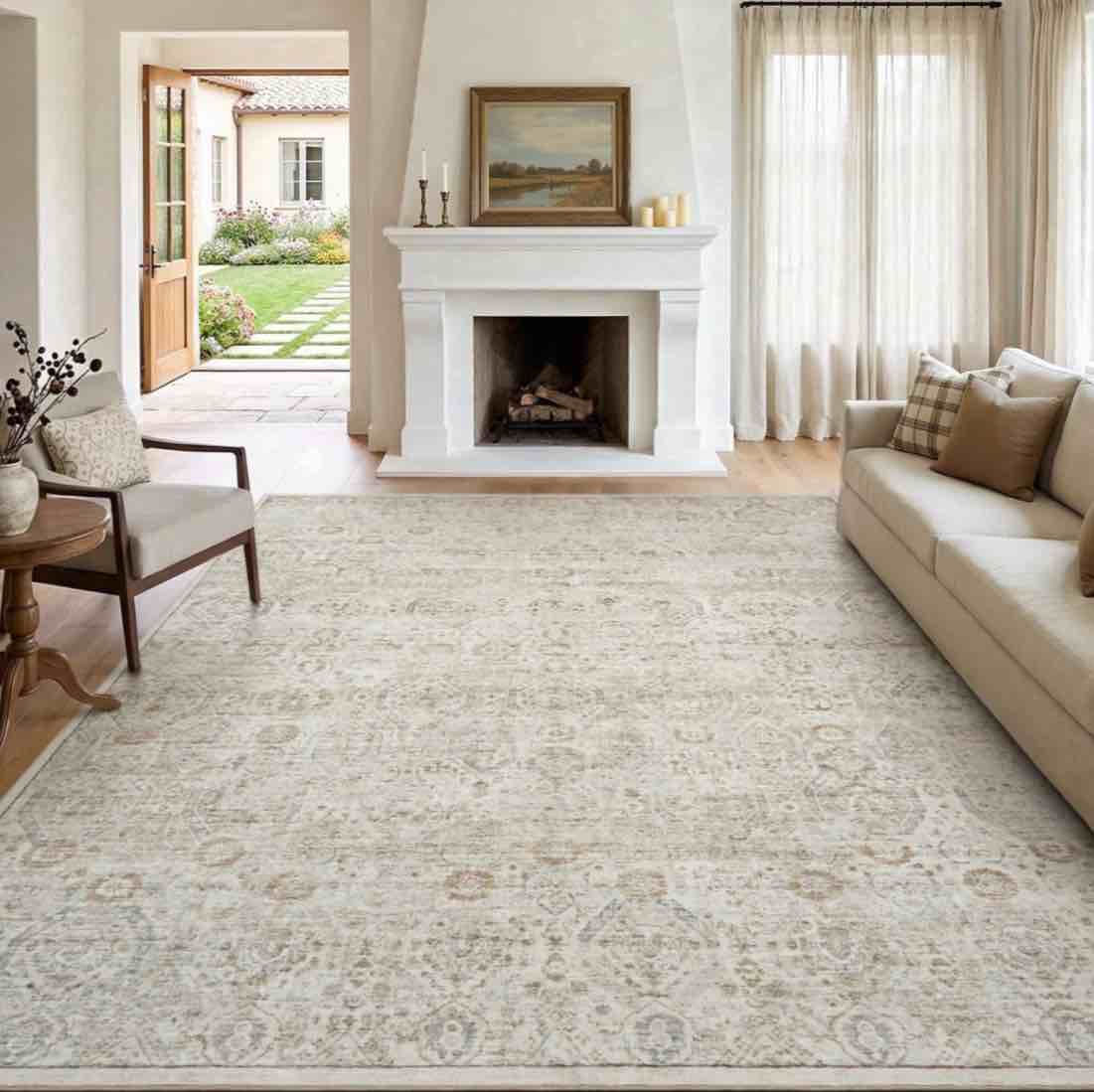 sixhome 8 x10  area rugs for living room modern area rugs machine washable rugs beige
