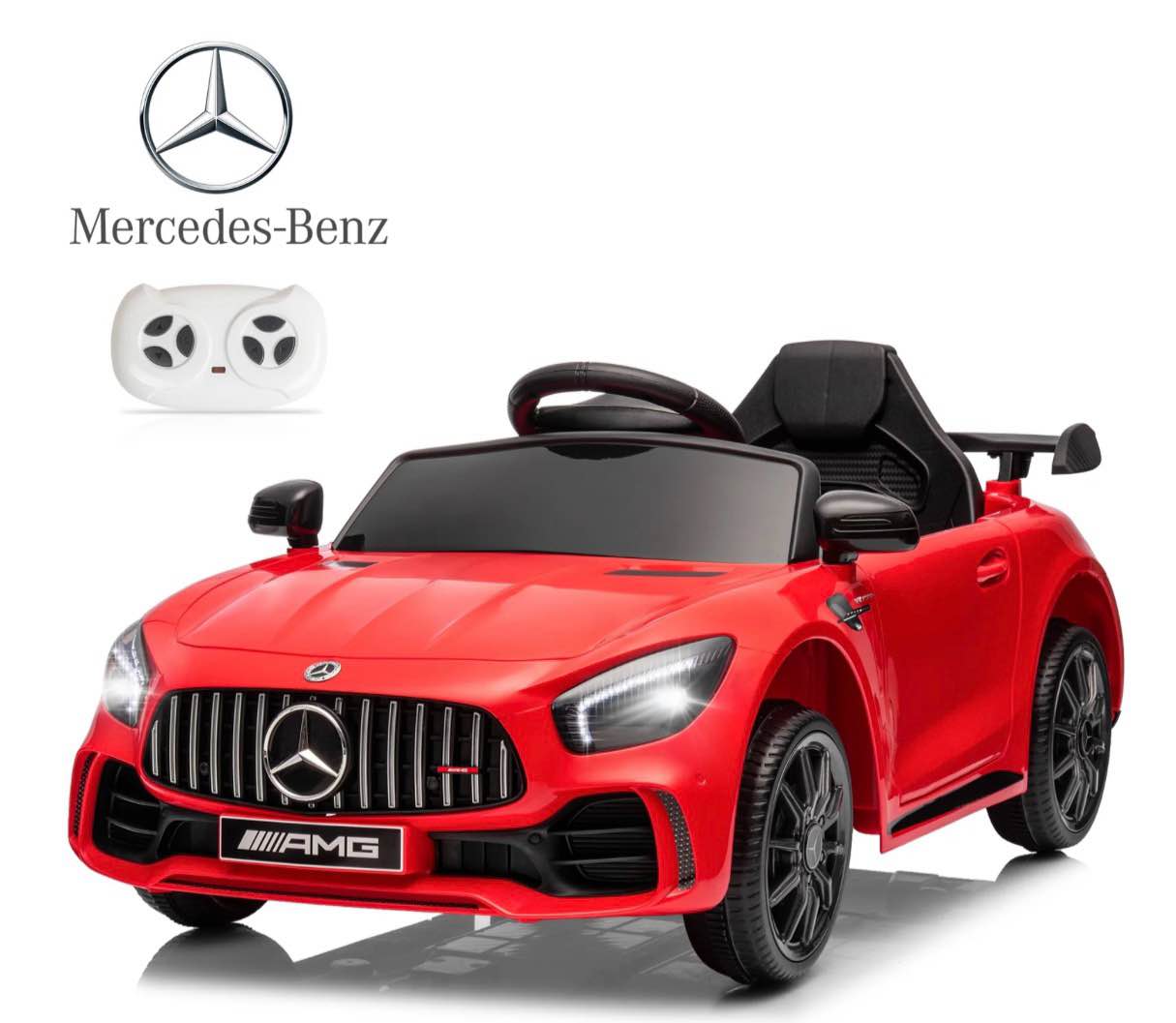 ubesgoo 12v licensed mercedes-benz electric ride on cars toys for kids, power wheels with parent remote control, red