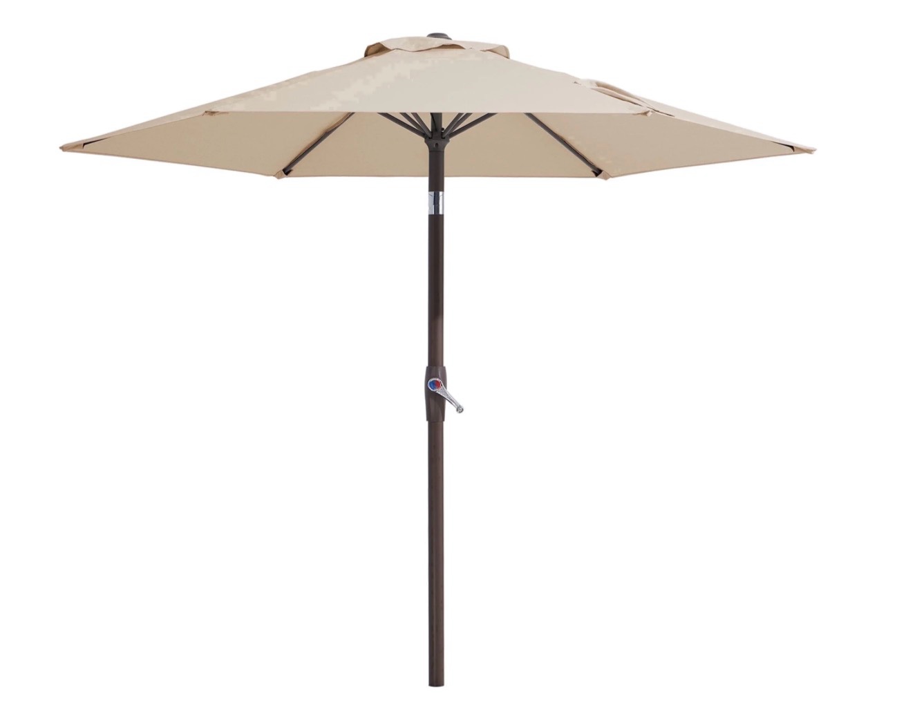 napwant 7.5ft patio umbrella, 6 sturdy ribs outdoor table umbrella with push-button tilt & crank for garden, deck, and pool beige