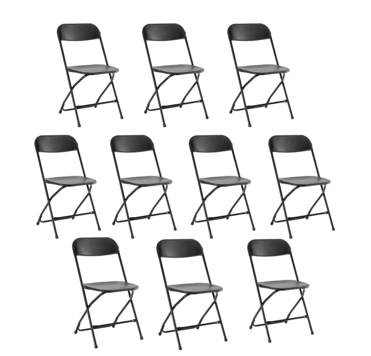 edx 10-pack folding chair, indoor portable, stackable for events, offices, weddings and restaurants, black