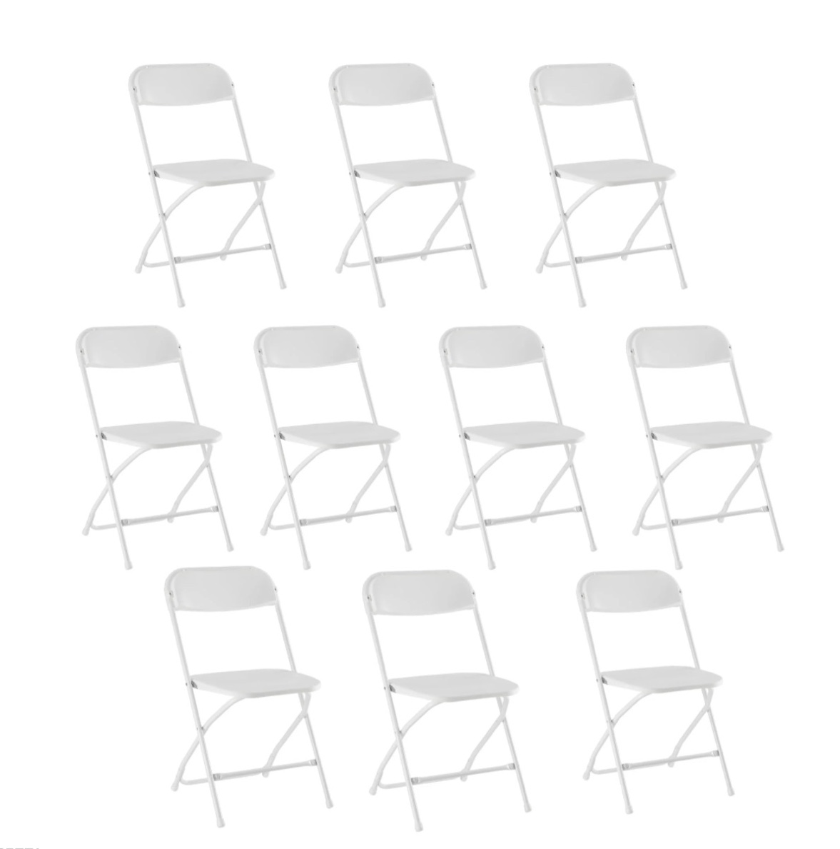concetta plastic folding chair set of 10, 330lb load capacity lightweight for indoor/outdoor, white