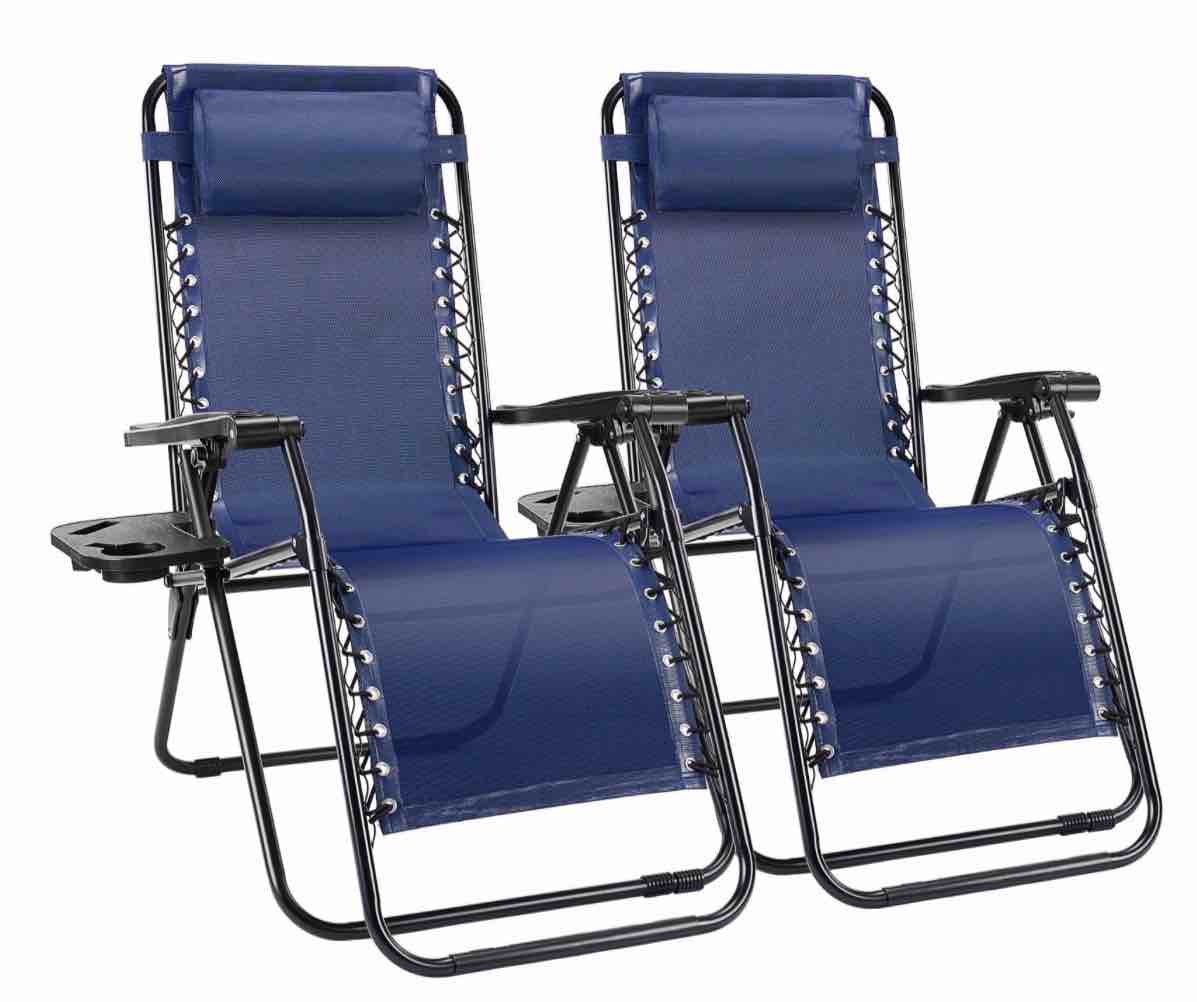 edx zero gravity chair outdoor lounge chair?suitable for beach terrace pool patio  blue 2-pack
