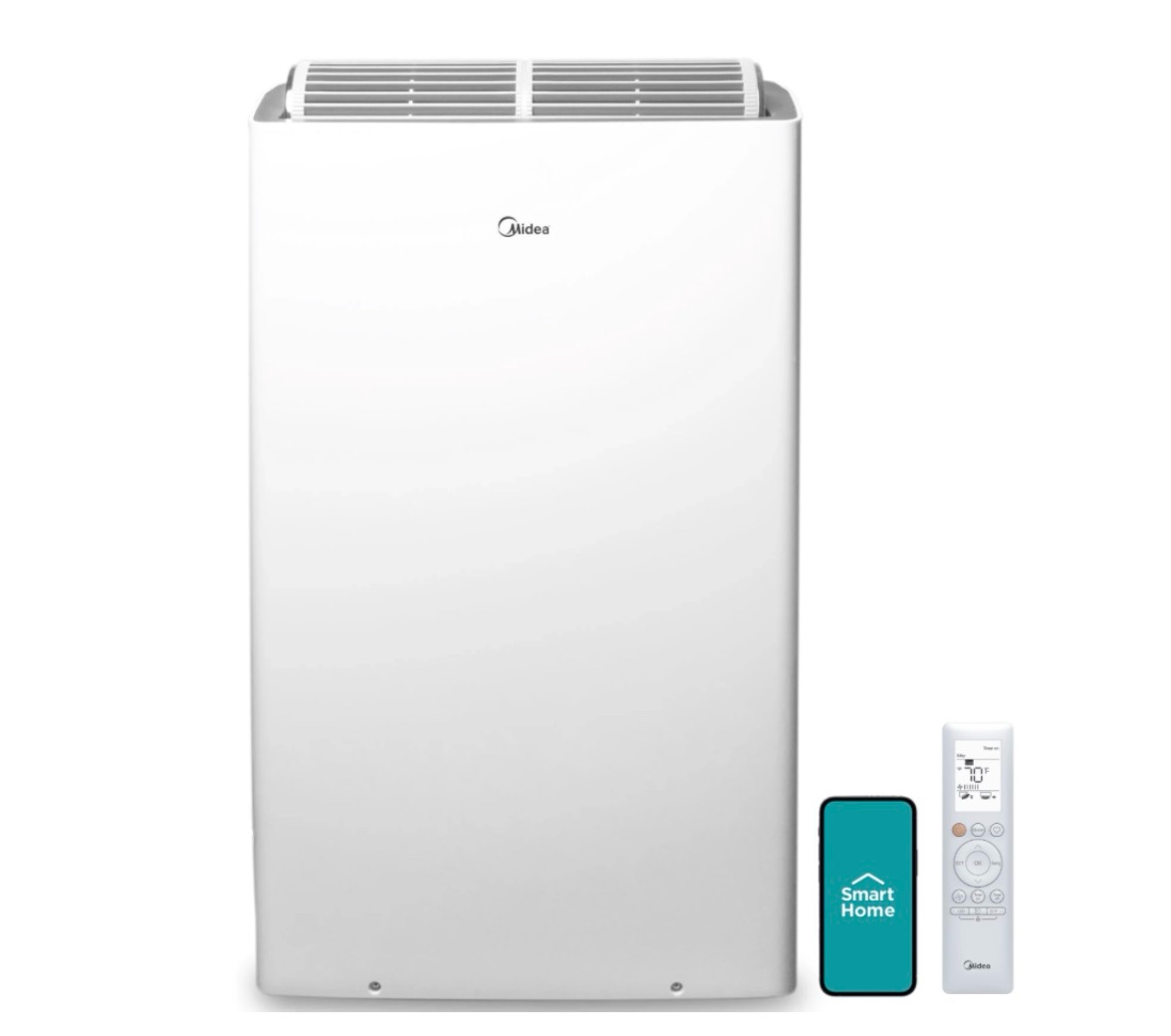 restored midea duo 12 000 btu portable air conditioner inverter 3-in-1 ventilate dehumidifier cool wi-fi and alexa white