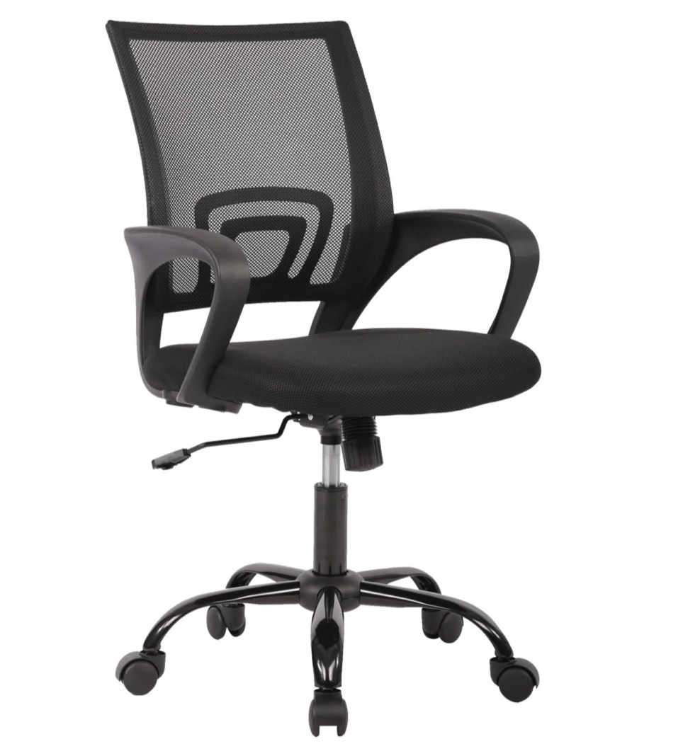 jonpony ergonomic office chair, lumbar support, adjustable height with armrests for adults,black