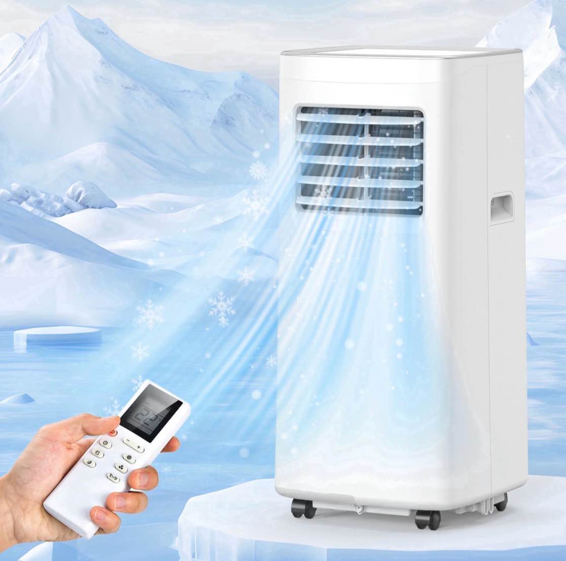 frostorm 8500 btu portable air conditioners 4 in1 air conditioner with remote control portable ac cooling range up to 360 sq.ft windows kit brush white