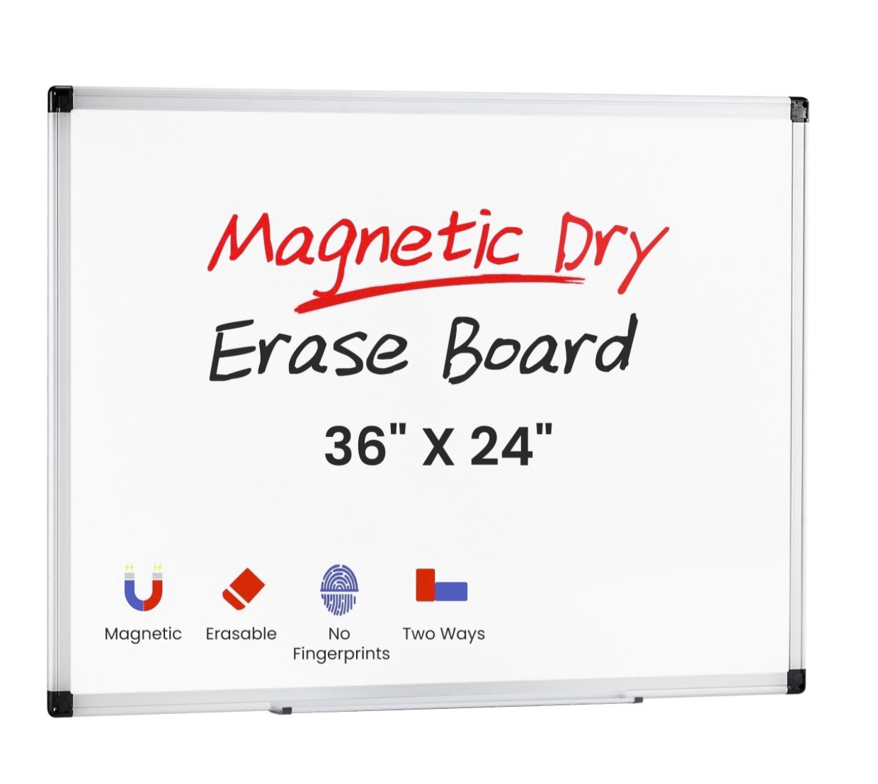 edx magnetic dry erase board 36 x 24 inches two mounting 0ptions horizontal or vertical?with left and right removable pen tray silver aluminium frame white
