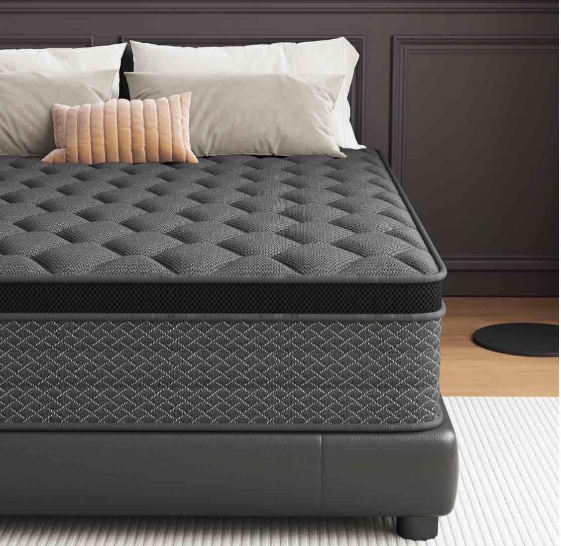 mocangtu 14" queen hybrid mattress in a box, gel memory foam with individually wrapped pocket coils, medium firm, pressure relief, cooling sleep support