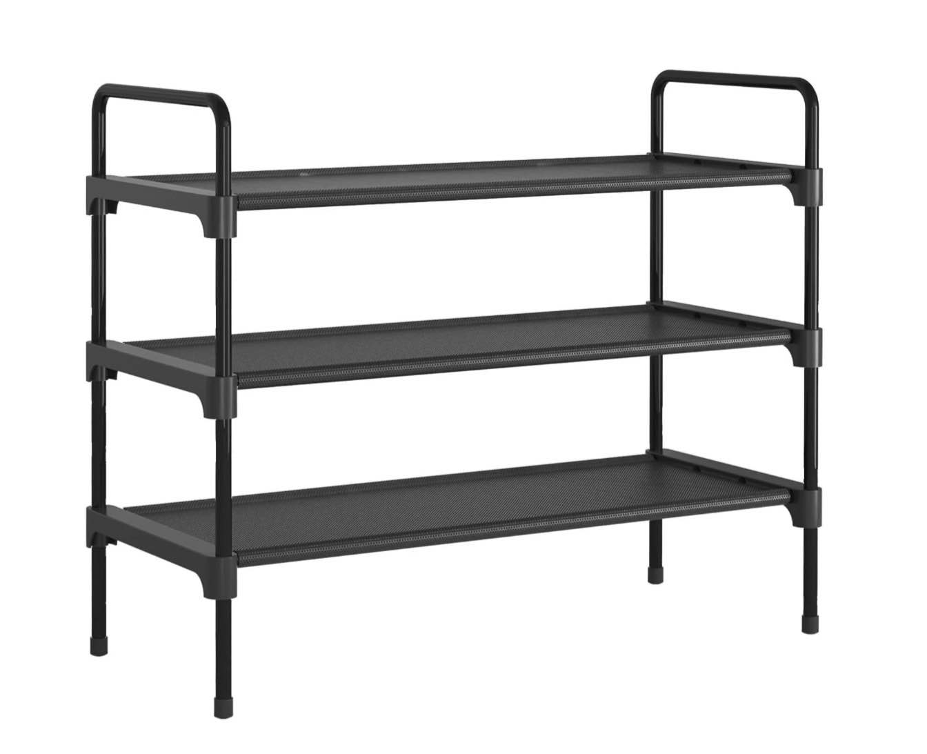 kitsure 3-tier shoe rack for closet, sturdy shoe organizer, 27.6" x 11.8" x 22.6", black