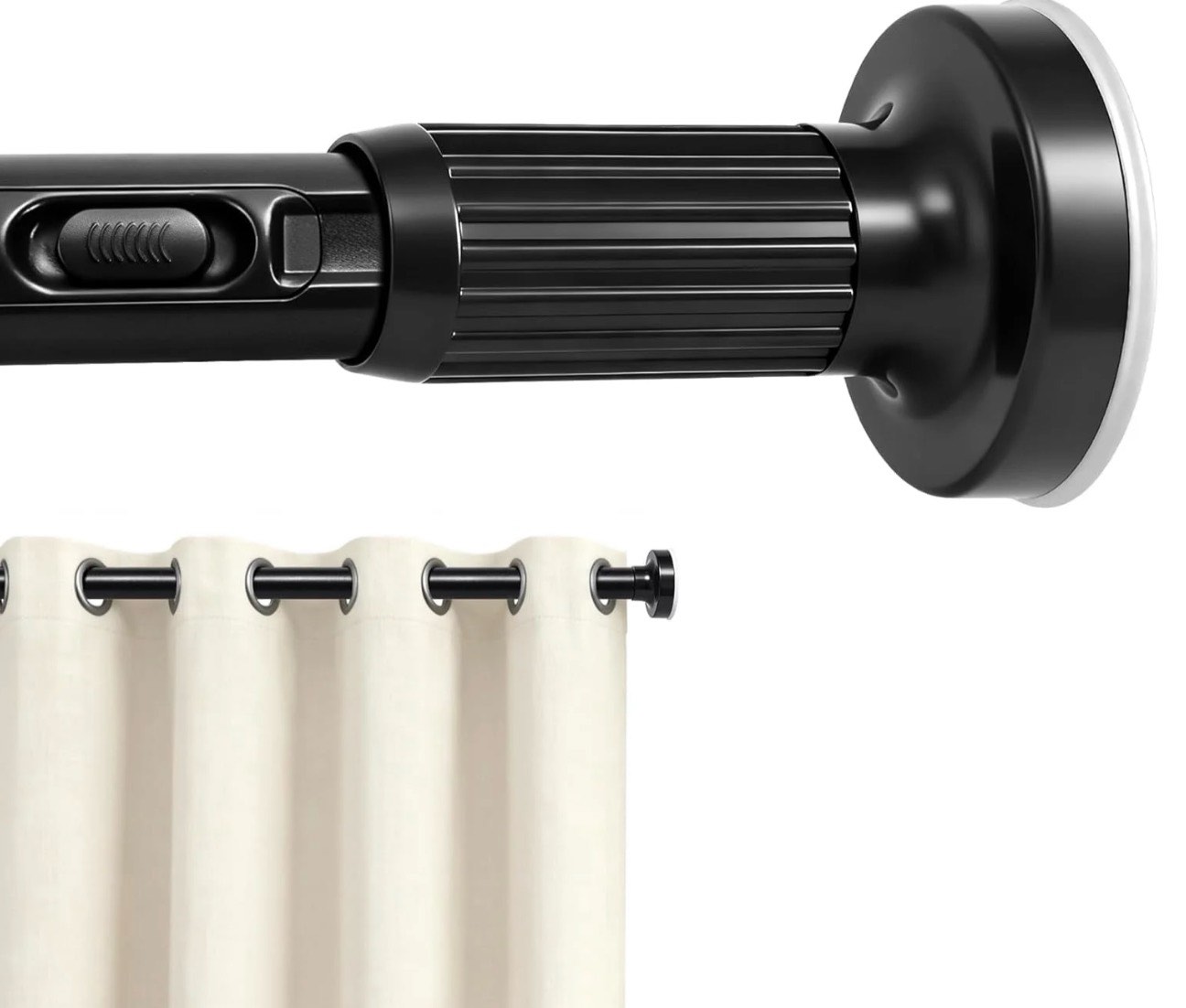 ktinnead one-push tension curtain rod,94-122 in extra long curtain rods no drill adjustable spring shower curtain rod,rustproof steel for window patio outdoor bathroom,matte black