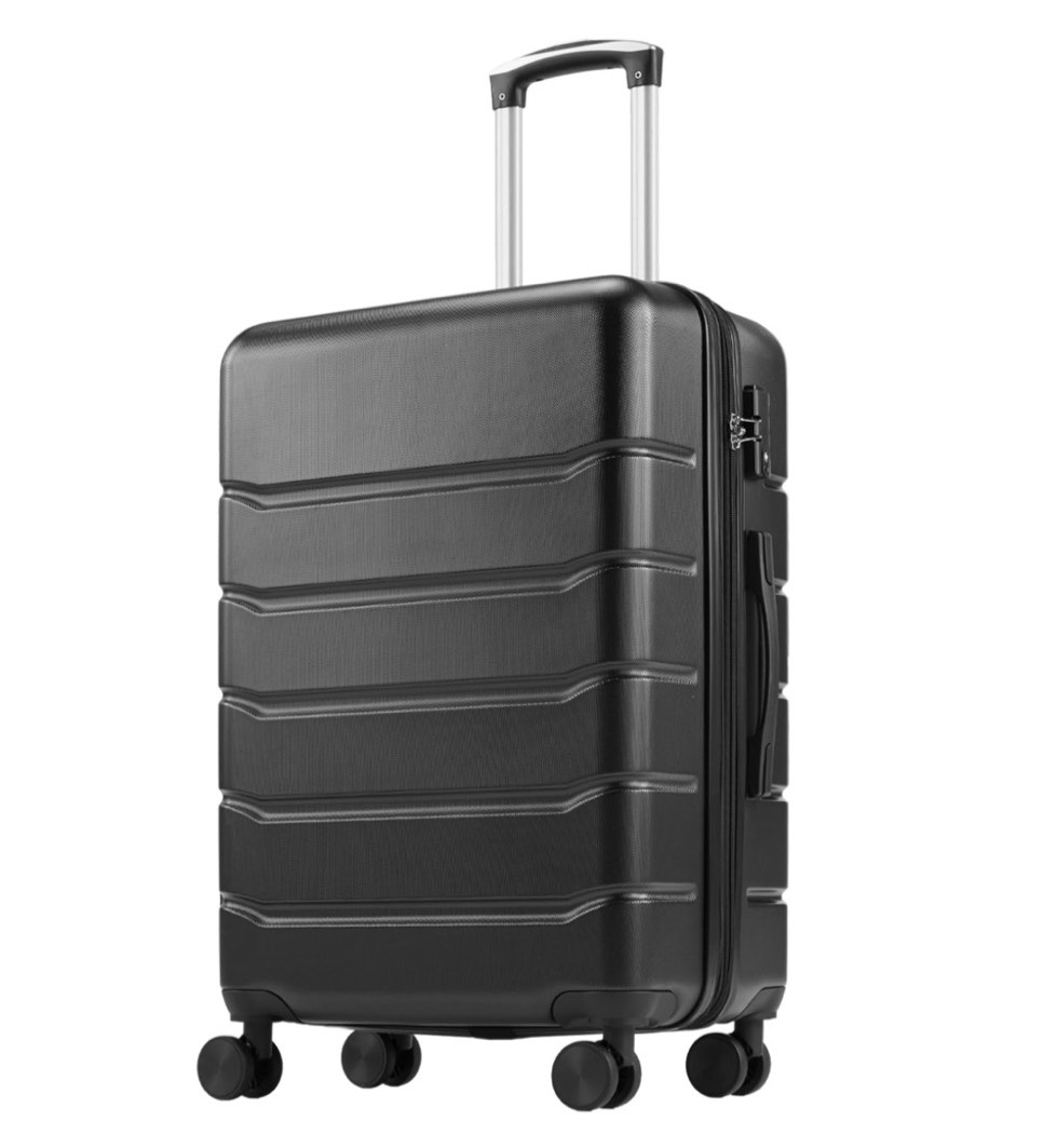 edx 24 inch hardside expandable luggage with spinner wheels  checked-medium lightweight expandable rolling luggage with tsa lock  black