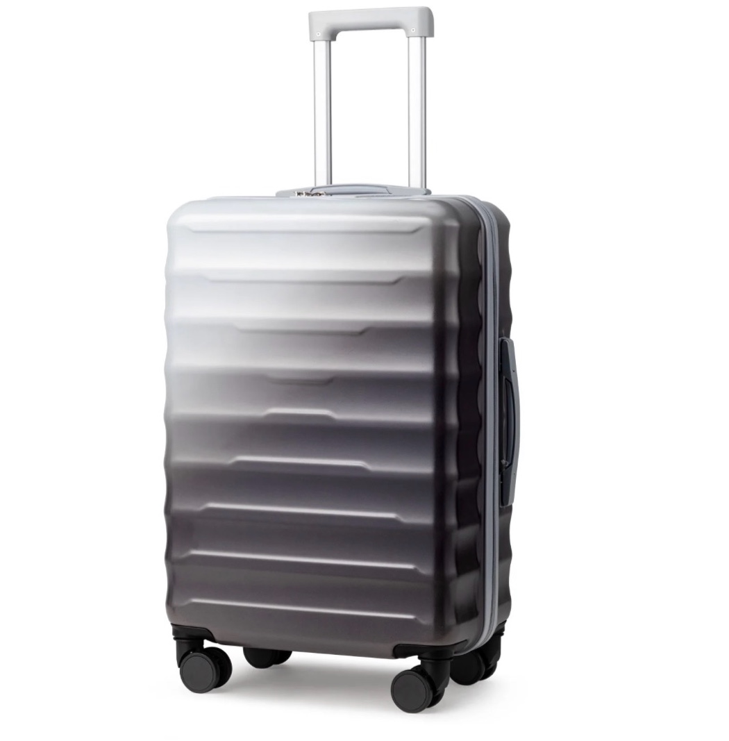 zimtown 24" luggage with hardside spinner wheels, checked-medium tsa look suitcase, gray gradient