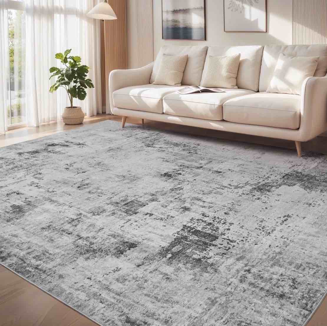 vunate 6 x9 rugs for living room washable rugs modern abstract area rug neutral indoor carpet soft rugs for bedroom office dining room kitchen laundry room accent rug modern home decor gray