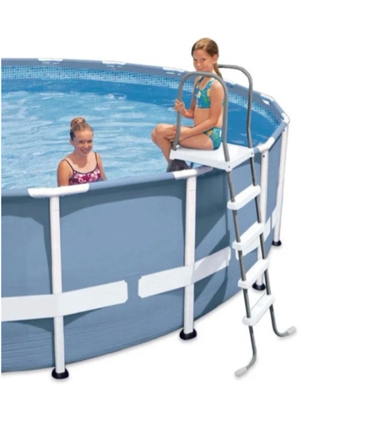 intex steel frame above ground swimming pool 52 pool entry step ladder