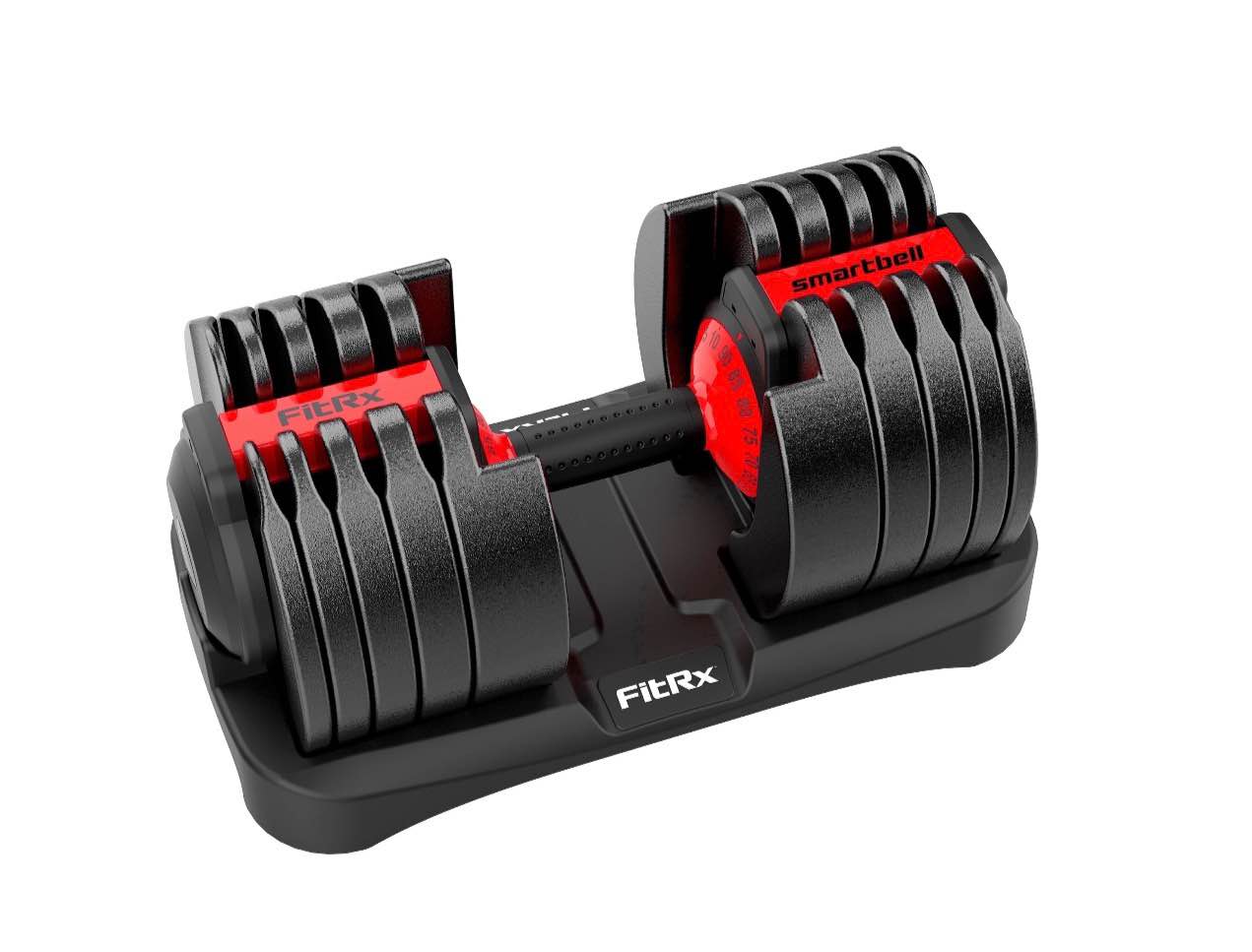 fitrx smartbell xl, 90lb adjustable dumbbell with quick-select weights for home gym