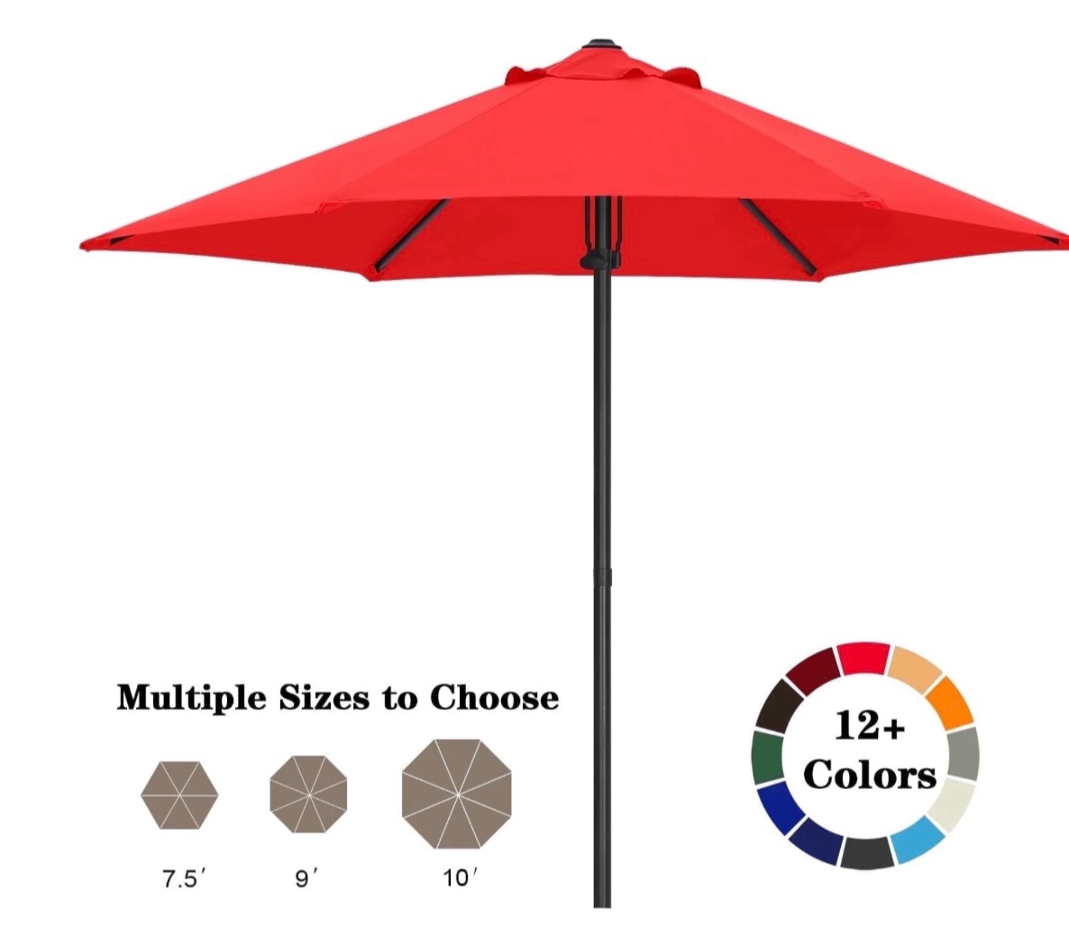 abccanopy 9ft outdoor market hand push patio umbrella 12+colors orange