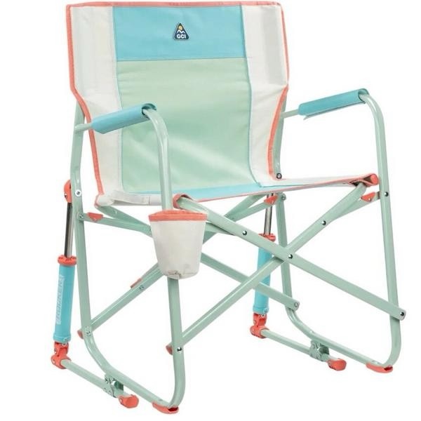 gci outdoor freestyle rocker foldable rocking outdoor portable camping chair - ivory coloblock