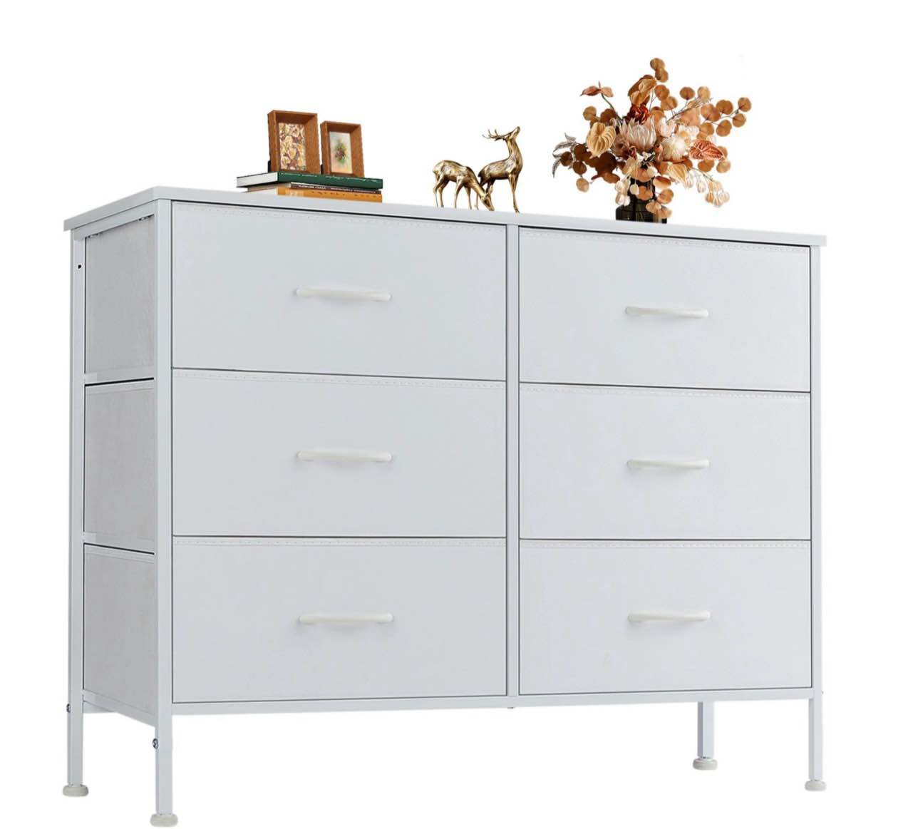 concetta 6-drawer fabric dresser storage chest for bedroom, closet, storage furniture for adults, white
