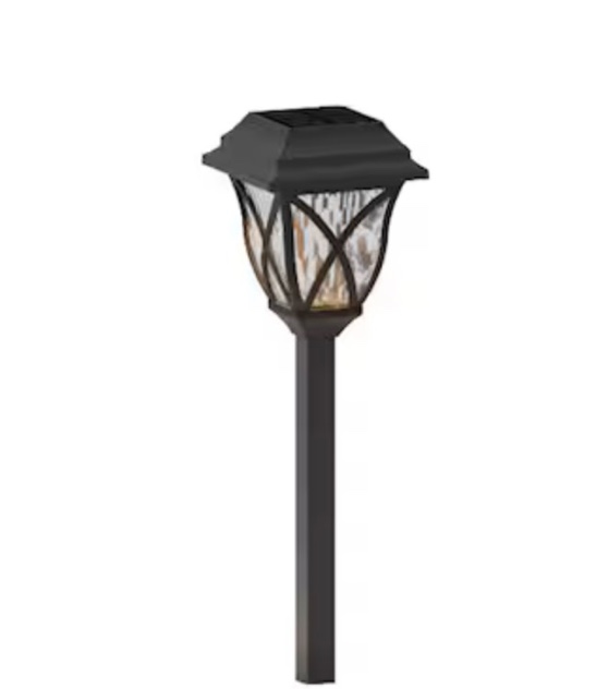 harbor breeze 10 -lumens black solar led outdoor path light with dusk-to-dawn sensor