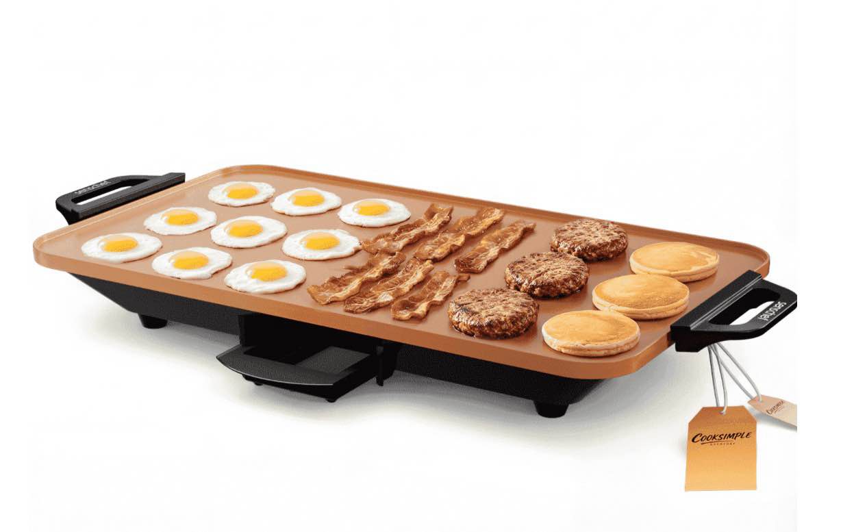 senschef cooksimple everyday 20 inch electric griddle  1700w nonstick ppg ceramic surface  fast even heating  easy to clean