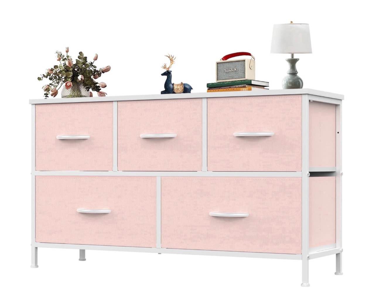 edx 5 drawers fabric dresser for bedroom drawer organizer storage cabinet for closet clothes tv stand pink