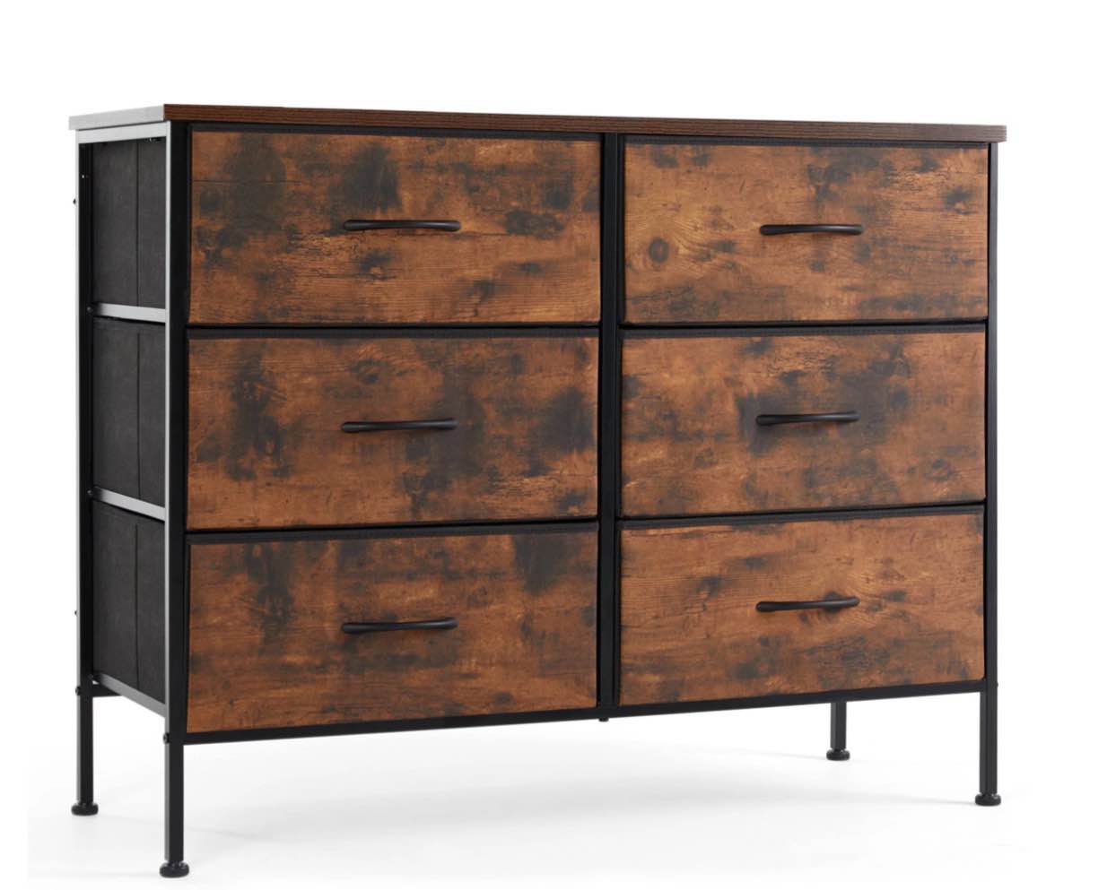 concetta 6 fabric drawers dresser for bedroom chest of dresser tv stand for living room nightstand for bed rust