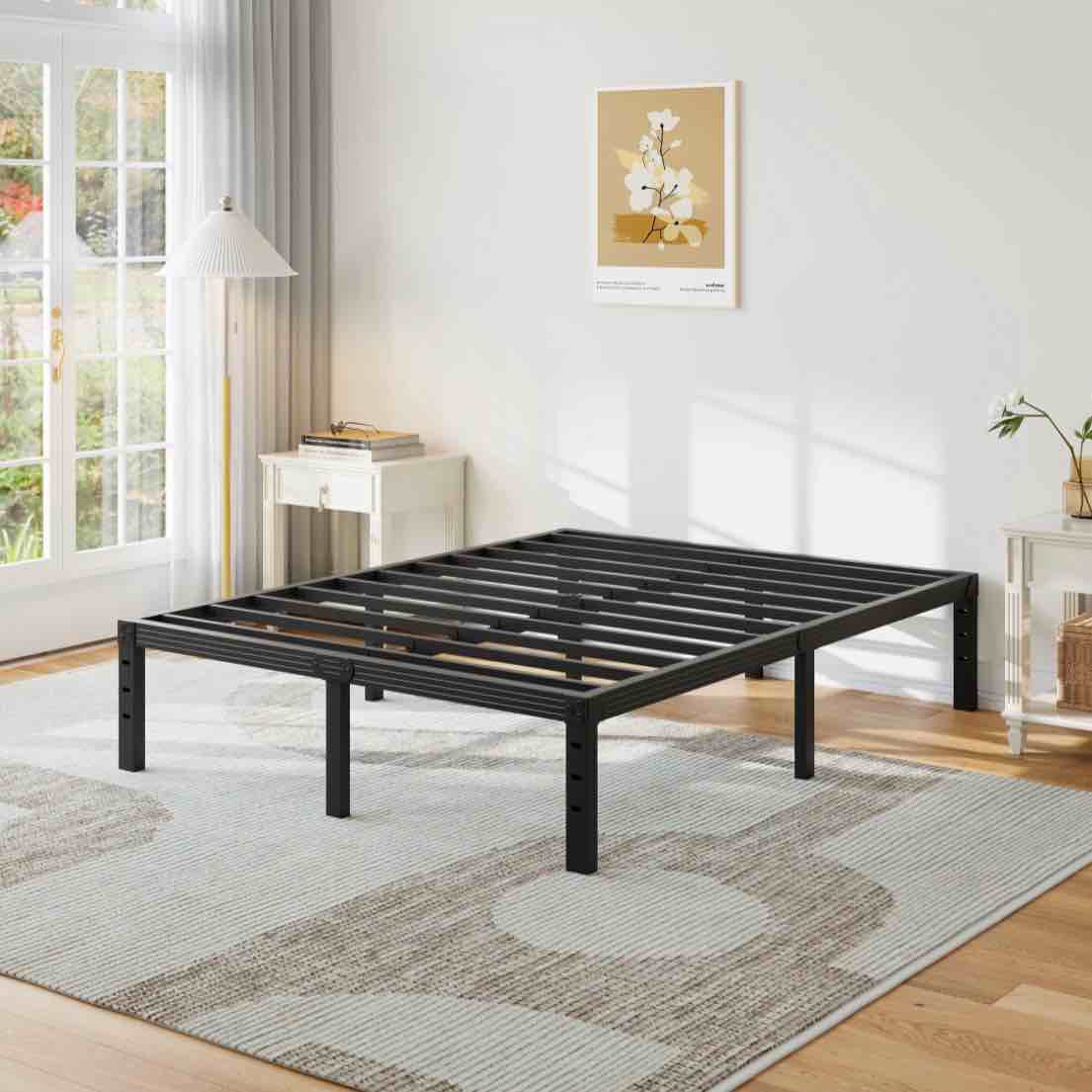 neslime 18 inch queen size metal bed frame with ample storage space heavy duty metal platform no box spring needed