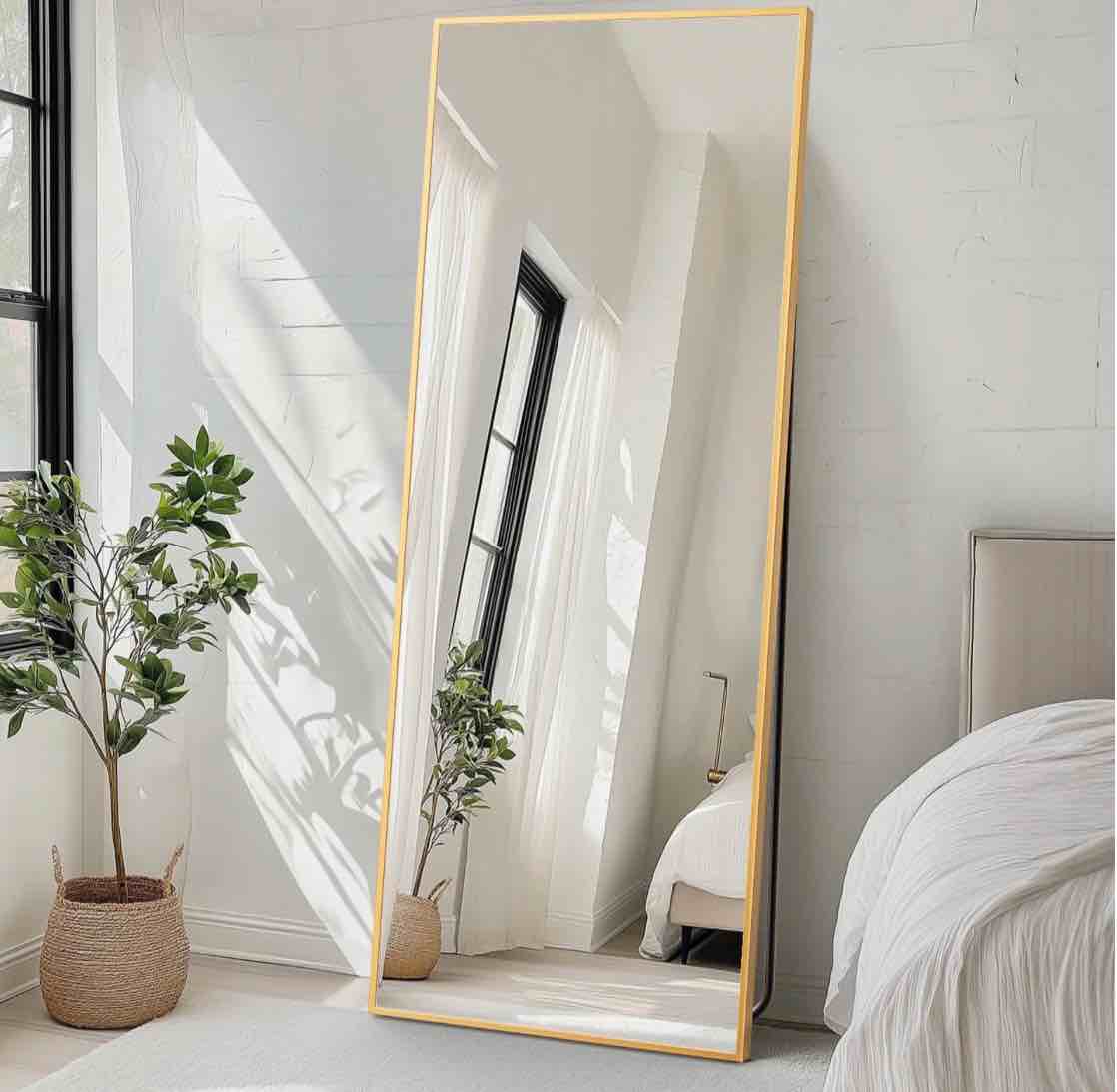 concetta 26 x71 rectangle full length mirror full body standing mirror floor mirror gold