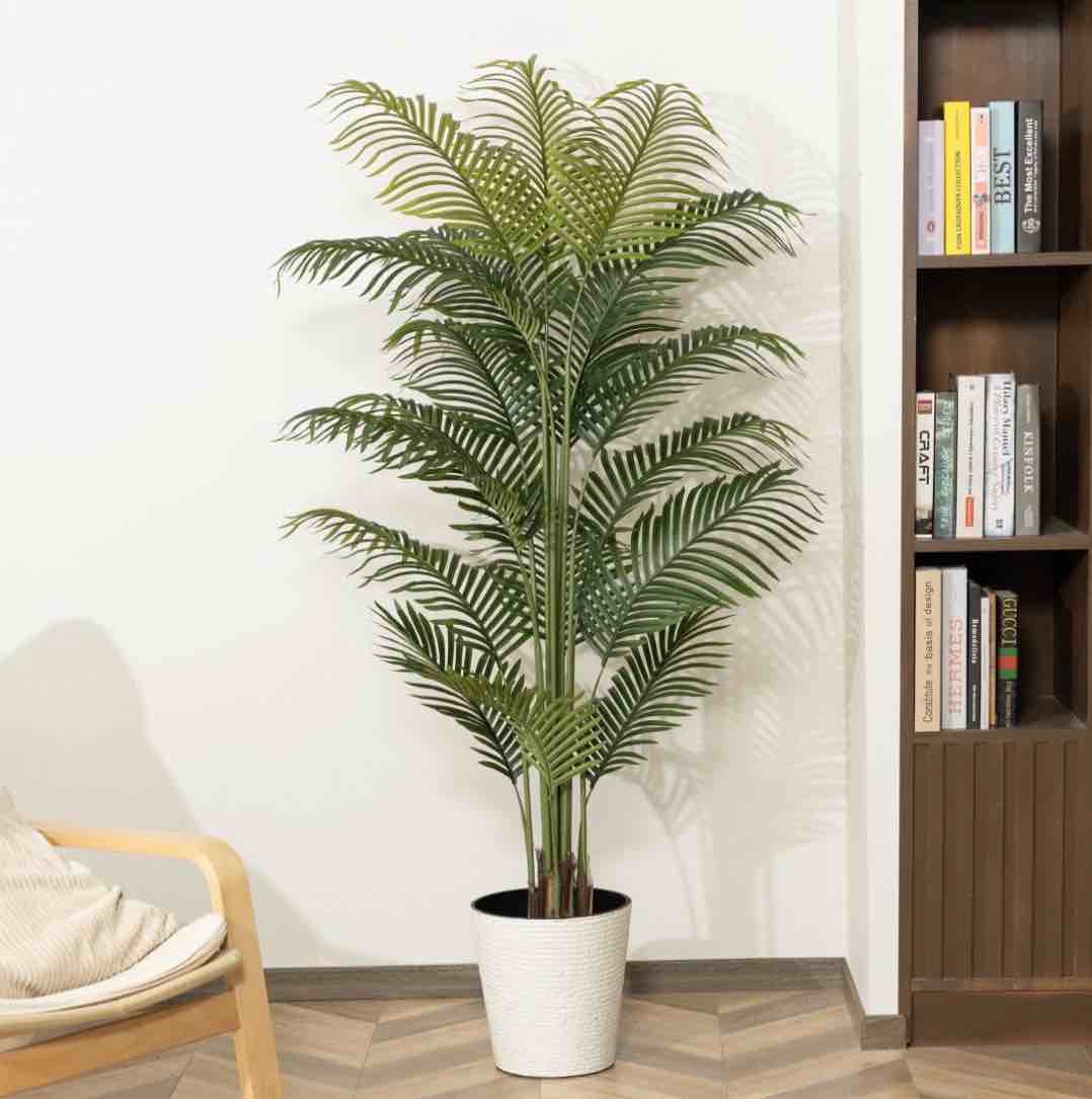 hiplants 6ft artificial palm plants 6ft fake palm tree pre potted faux greenry tree for home decor office house living room indoor outdoor big fake