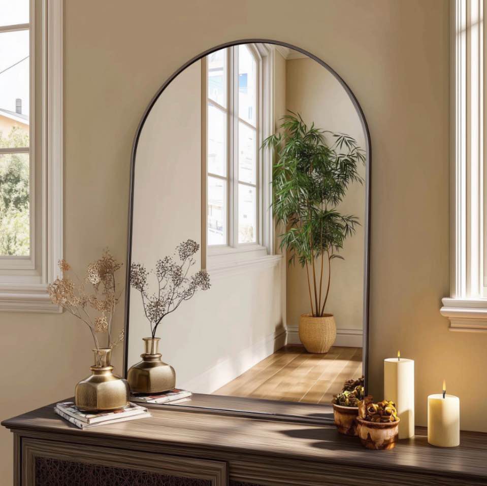 concetta 24 x36 bathroom mirror decor arched wall mirror bedroom vanity mirror with metal frame black